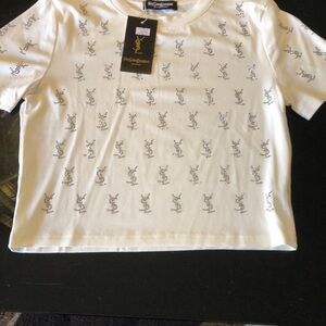 Yves Saint Laurent White Blouse with Silver Accents